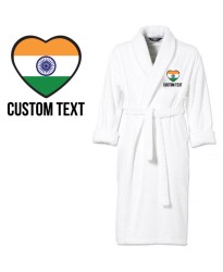 India Flag Heart Shape Embroidery Logo with Custom Text Embroidered Bathrobes